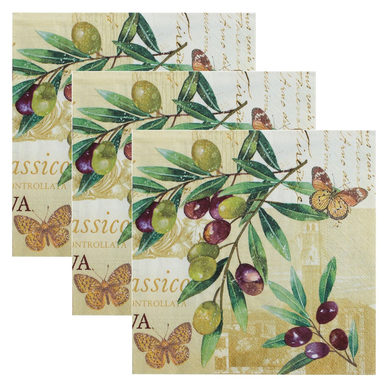 Pack of 3 - Little Birdie Decoupage Napkin 12"X12"-Olive Orchard